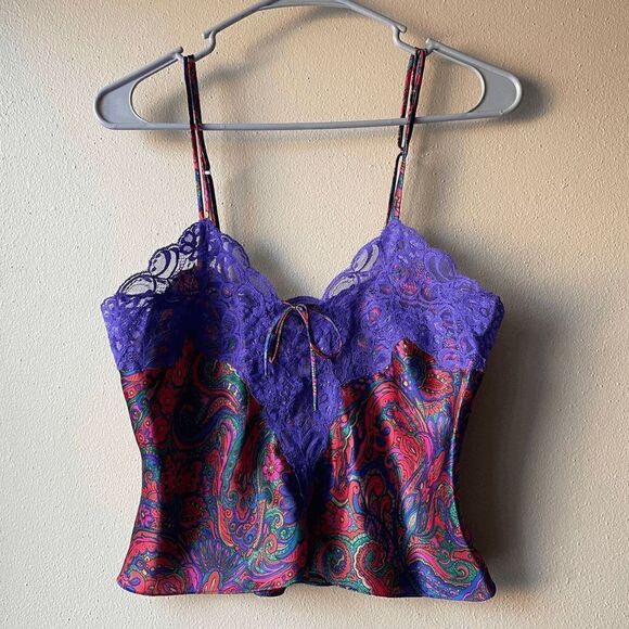 Vintage Victoria's Secret Floral Paisley Lace Camisole Tank Top Size Small - Picture 1 of 2